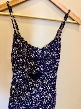 Reformation Blue Floral Cut-out Jumpsuit Size 0